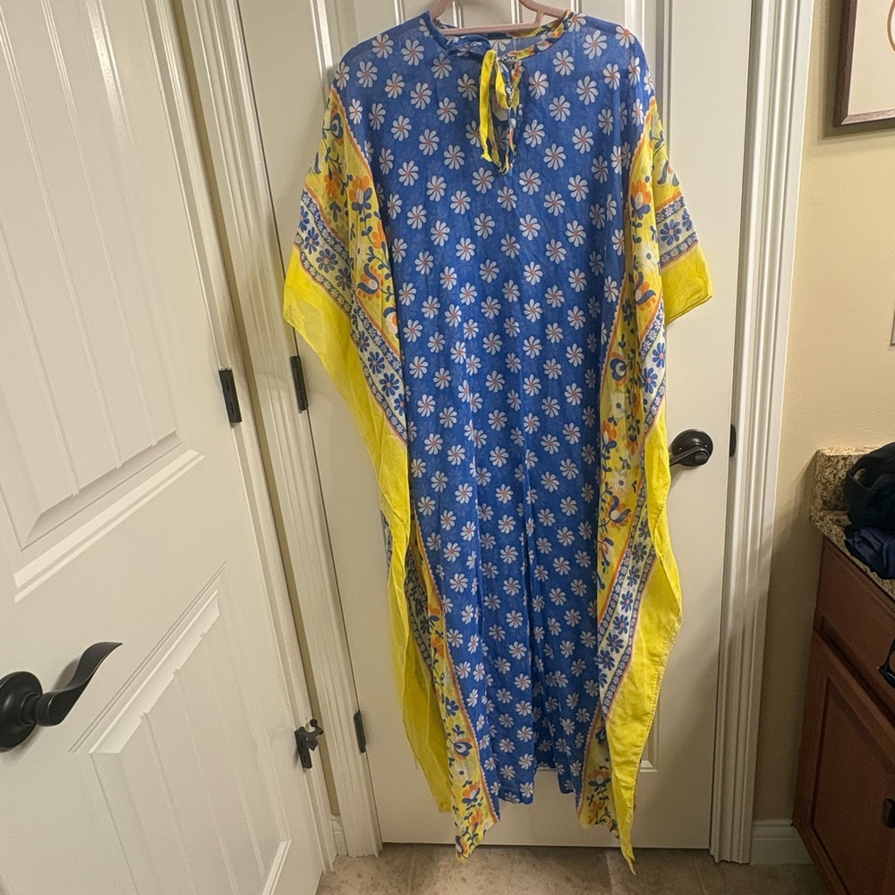 Vintage Young Miss Morton Loungewear 60s Boho Hippie CA Beach Kaftan Cotton OS